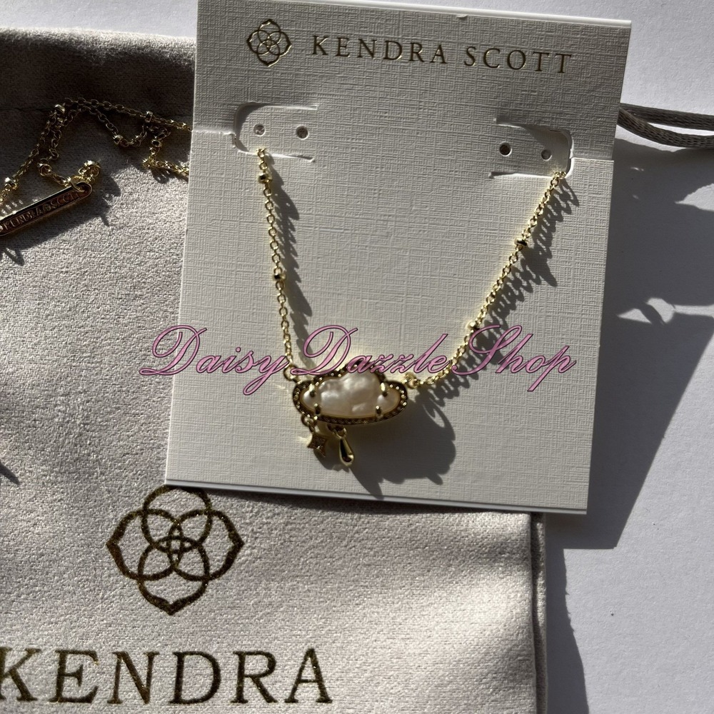 ✨New Kendra Scott Celeste Cloud Gold Short Pendant Necklace 🌧️ - Picture 1 of 7